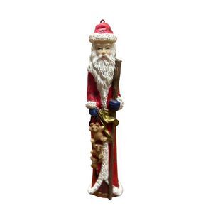 Vintage Hand-Painted Santa Claus Figurine With Teddy Bear & Staff 6" Tall Christ